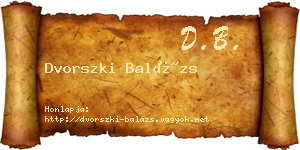 Dvorszki Balázs névjegykártya
